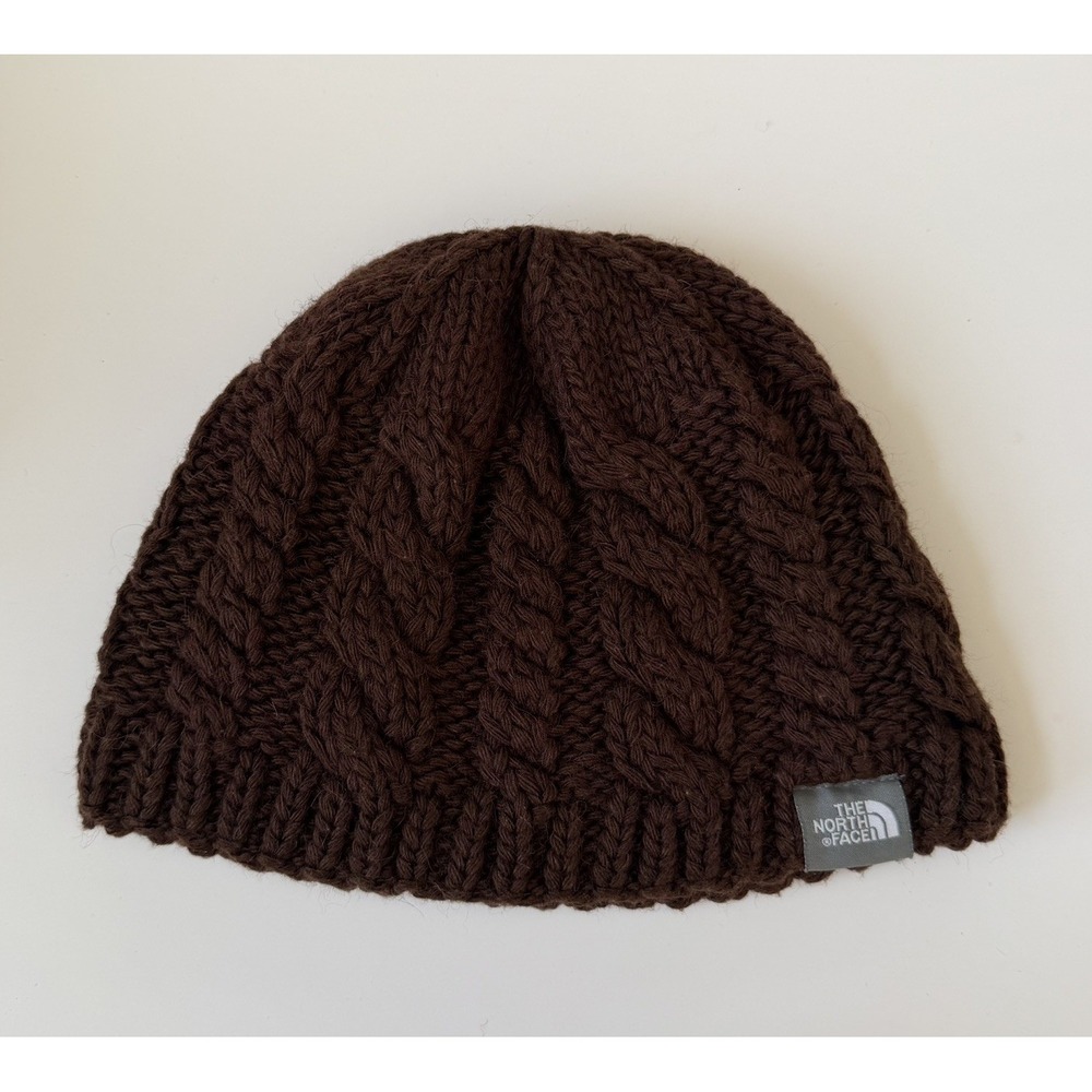 The North Face Beanie Women's Brown One Size Wool Blend Cable Knit Hat